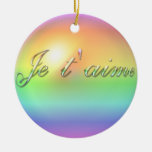French Je t'aime I Love You Christmas Ornament
