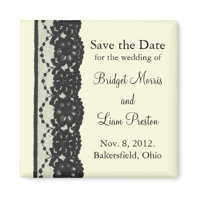 French Lace Save the Date Magnet (ivory) by prettyfancyinvites