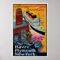 French Line Vintage Ship Advertisement posters