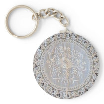 French Normandy Lace Whitework Round Key Chains