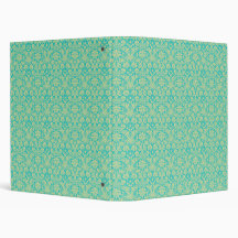 French Ornament Vintage Antique Damask Blue Yellow 3 Ring Binder