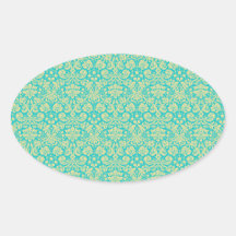 French Ornament Vintage Antique Damask Blue Yellow Sticker