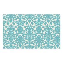 French Ornament Vintage Floral Damask Blue, White