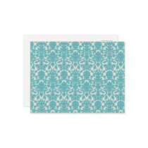 French Ornament Vintage Floral Damask Blue, White