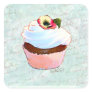 French pink Chocolate Cupcake Victorian Style Square Stickers