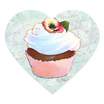 French pink Chocolate Cupcake Victorian Style Sticker