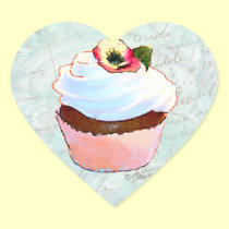 French pink Chocolate Cupcake Victorian Style stickers