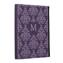 French Purple Damask Monogram iPad case