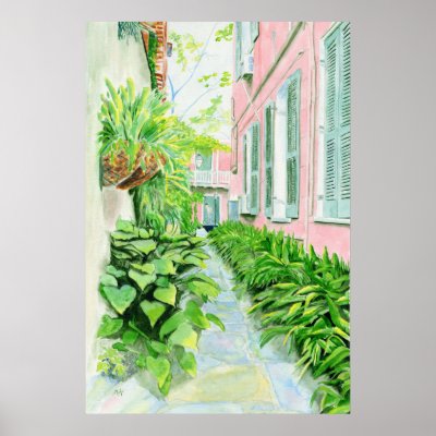 French Quarter Courtyard Print by mozache