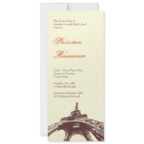 French romance Eiffel Tower formal ball prom ecru Custom Invite