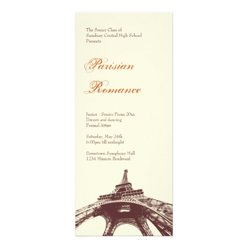 French romance Eiffel Tower formal ball prom ecru Custom Invite