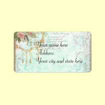 French Script Writing & Pink Roses labels