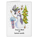 French - Snowman - Happy Snowman - Joyeux Noël Cards