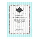 French Stripe Chic Bridal Shower Tea Party Custom Invitation