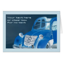French vintage classic car, colour inversion photo card