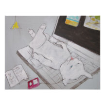 Frenchy resting on laptop personalized invites