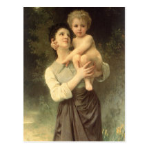 Frère et soeur, Bouguereau, cru victorien Cartes Postales