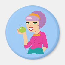 Fresh Apple Retro Girl Refrigerator Magnets