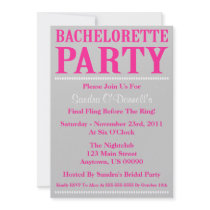 Fresh Bachelorette Party Invites (Hot Pink/Silver)