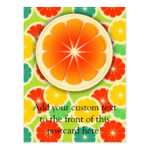 Fresh Citrus Fruit Design, Cute Colourful Postcards