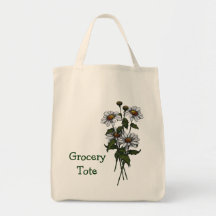 Fresh Daisies: Feehand Art: Grocery Tote Tote Bags