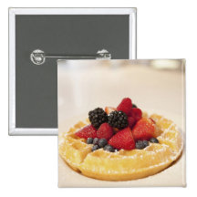 Fresh fruit waffle pinback buttons