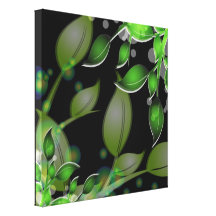Fresh Garden Leaves on Black  Wrapped Canvas Canvas Prints