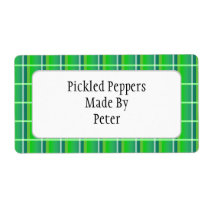 Fresh Green Plaid Custom Canning Labels labels