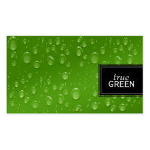Fresh Raindrops in Green Business Card Template