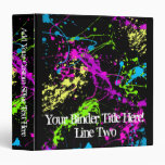 Fresh Retro Neon Paint Splatter on Black Binders