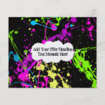 Fresh Retro Neon Paint Splatter on Black Full Color Flyer