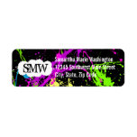 Fresh Retro Neon Paint Splatter on Black labels