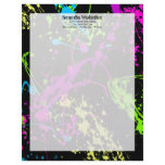 Fresh Retro Neon Paint Splatter on Black letterhead