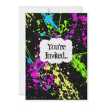 Fresh Retro Neon Paint Splatter Party Invitation invitations