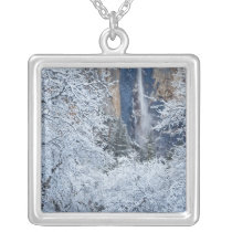 Fresh snowfall in the trees below Bridalveil Pendants