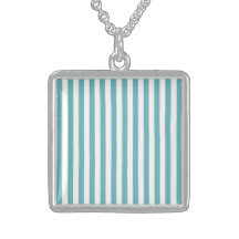 Fresh Teal and White Bold Striped Pattern Jewelry