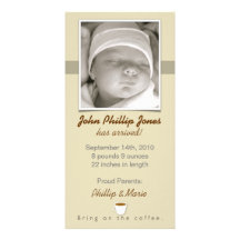 Freshly brewed Baby Coffee Birth Announcement Personalized Photo Card