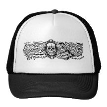 FreshPow! Black SkullTrucker Hat