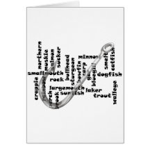Freshwater Fish Black Ltrs hook background Greeting Cards