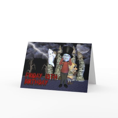 Friday 13th Birthday, Spooky Ghost, and creatures Card by moonlake