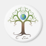 Fridge magnet: Swirly heart tree with planet earth