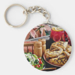 Fried chicken, fruit punch  flowers keychain