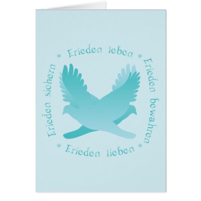 Frieden sichern, bewahren, leben, lieben greeting cards by inamar