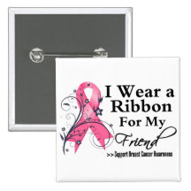 Friend Floral Ribbon - Breast Cancer Pin