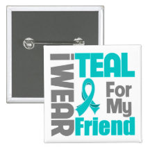 Friend - Teal Ribbon Ovarian Cancer Support Pin
