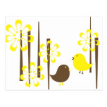 Friendly Birds in Yellow Post Card
