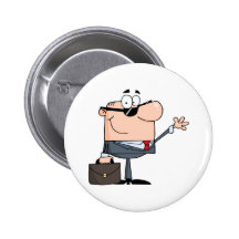 Friendly Businessman Waving A Greeting Pin