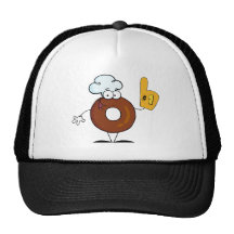 Friendly Doughnut Cartoon Character Number One Trucker Hats
