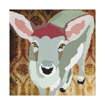 Friendly Fawn Vintage Art Canvas Gallery Wrapped Canvas