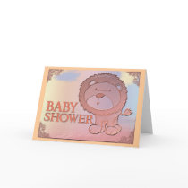 Friendly lion baby shower card